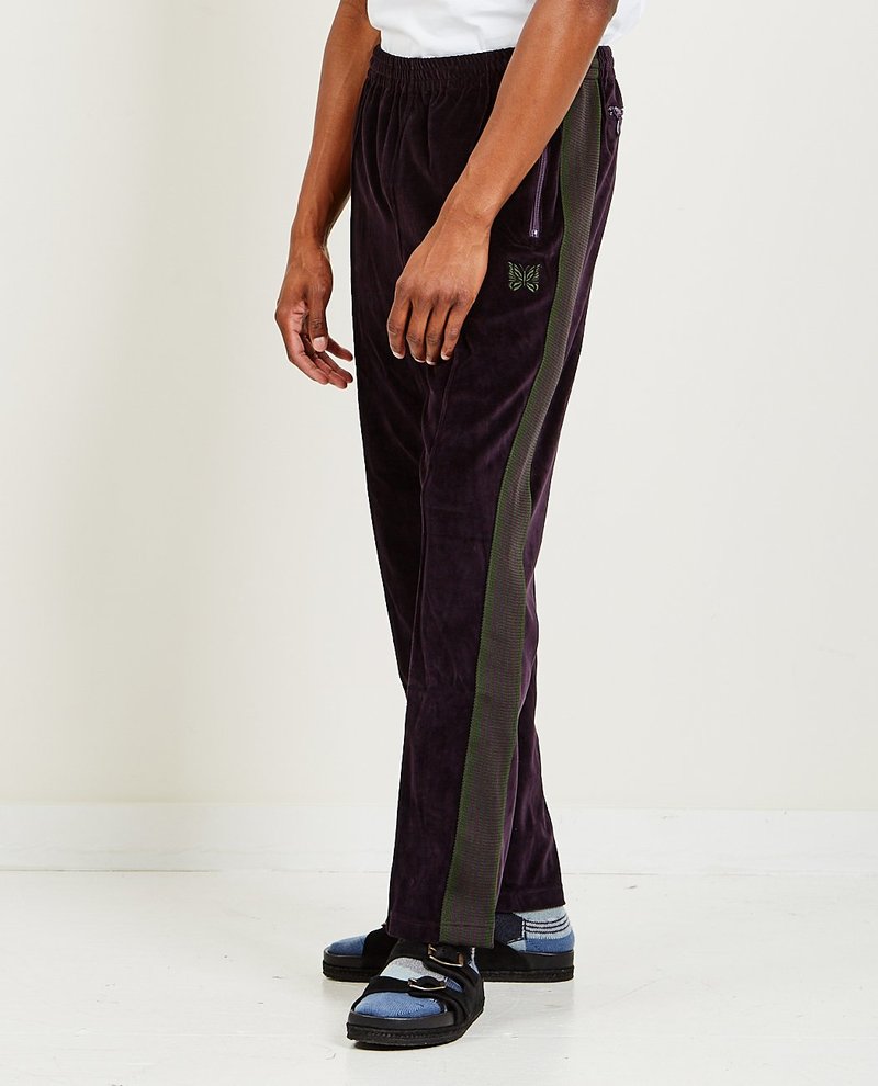Needles Narrow Track Pant - Velour Eggplant | Garmentory