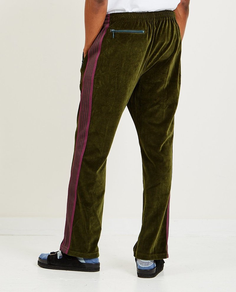 Needles Narrow Track Pant - Velour Olive | Garmentory