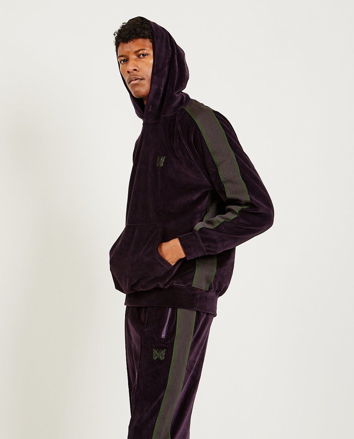 Needles 21AW パーカー　Track Hoody Velour Needles Track Hoody - H Grey Velour | Garmentory