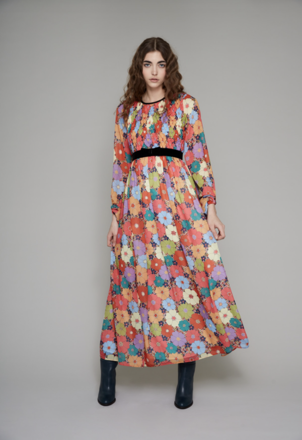 chinese dress ladies Ingrid Blush Floral Embroidered Cape Sleeve Maxi Dress – Frock and Frill main image 1