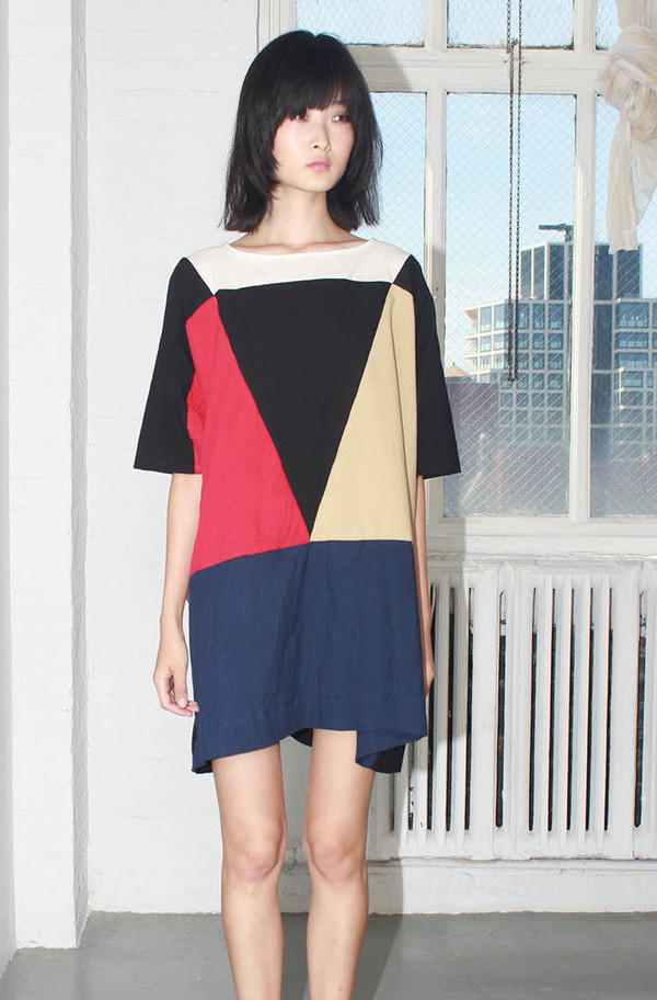 Uzi NYC COLORBLOCK TRIANGLE DRESS | Garmentory
