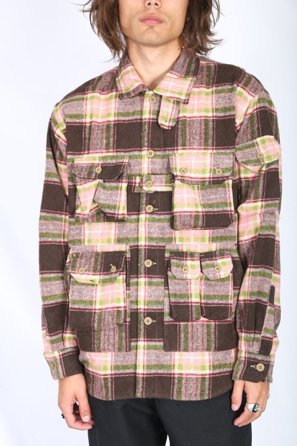 Engineered Garments Explorer Shirt Jacket - Brown/Pink Plaid