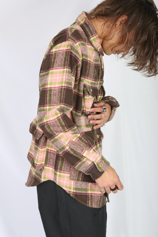 Engineered Garments Explorer Shirt Jacket - Brown/Pink Plaid