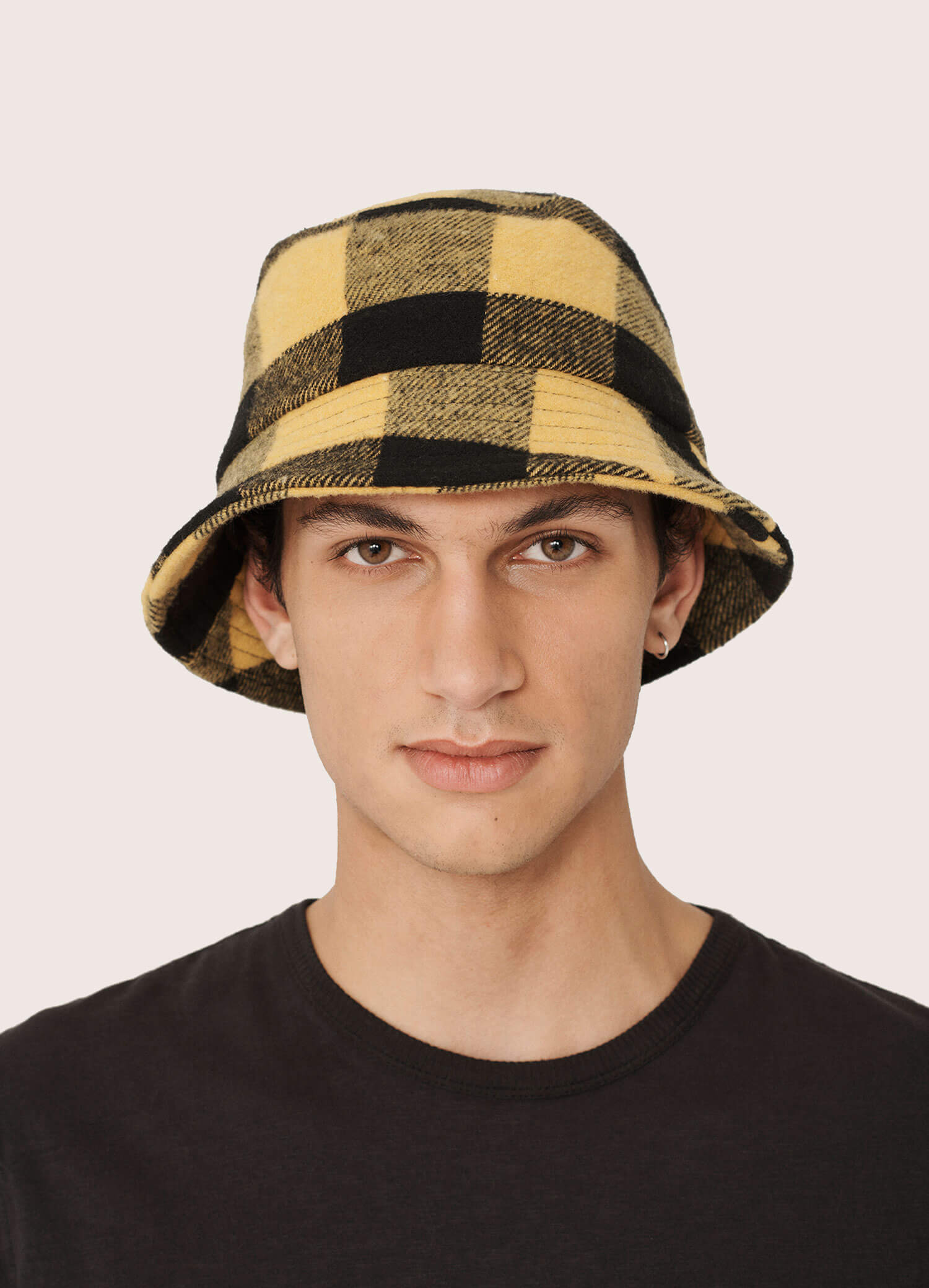 YMC Men's Wool Blend Check Bucket Hat 