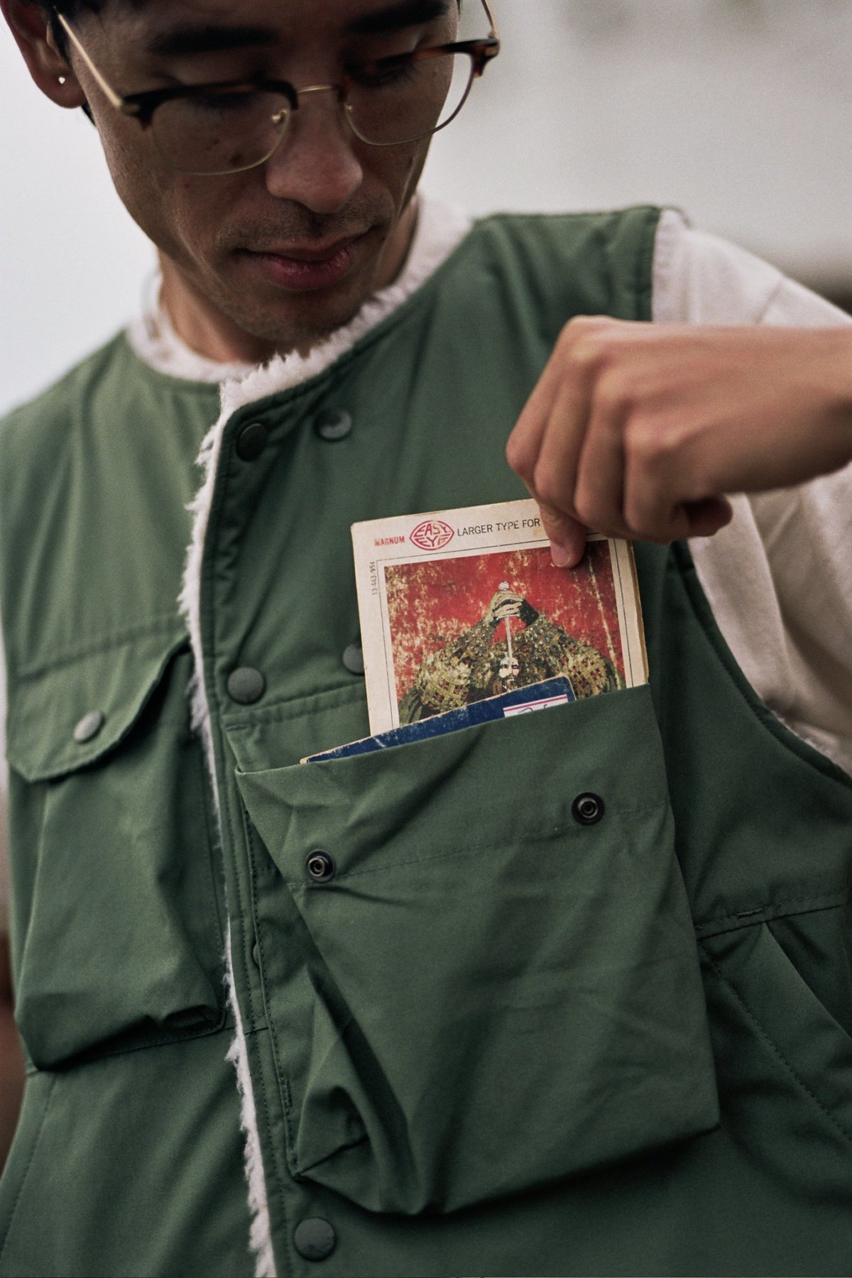 Engineered Garments Olive PC Poplin Cover Vest | Garmentory