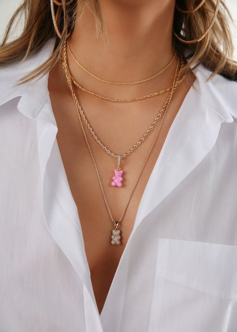 Crystal Haze Nostalgia Bear Pendant Pave Connector - Candy