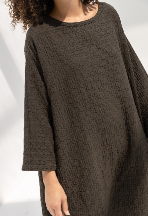 Black Crane Quilted Lantern Dress Dark Grey Garmentory