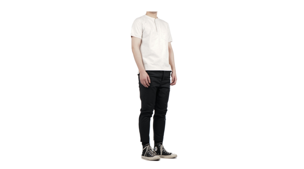 【REMI RELIEF】 HENLEY NECK PRINT TEE Remi Relief HEAVY GAUGE HENLEY NECK TEE - OATMEAL | Garmentory