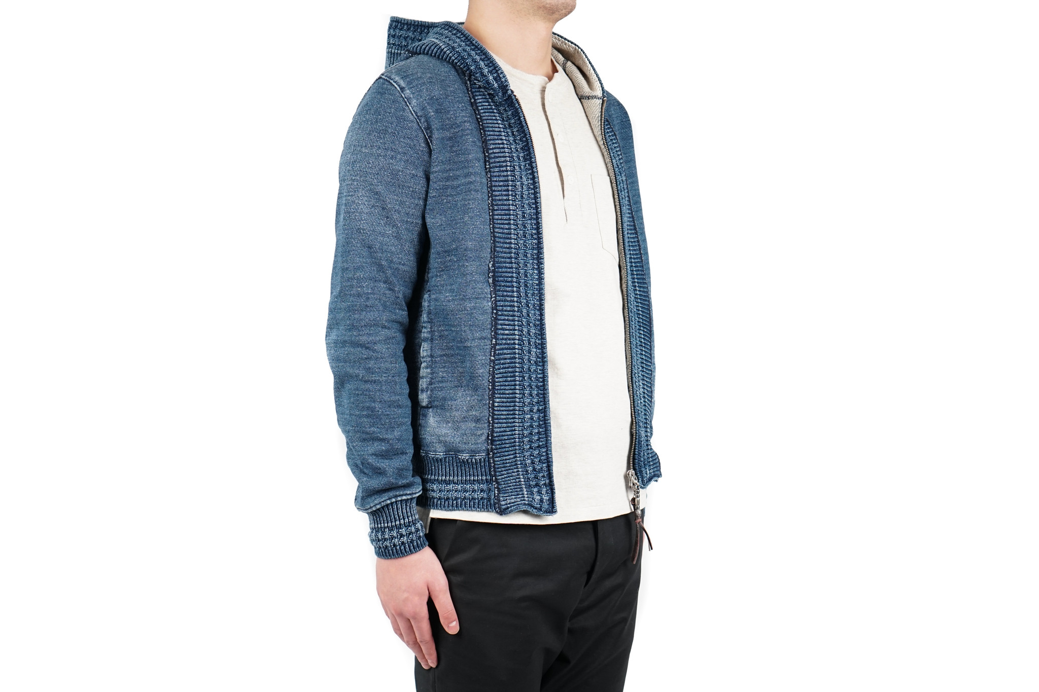 Remi Relief INDIGO FLEECE ZIP HOODIE - USED BLUE | Garmentory