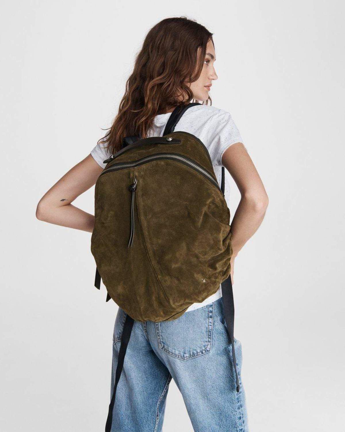 rag & bone Tan Suede Women\'s Backpack Suede Backpack with Fringes and Perforations - Ermanno Scervino main image 3