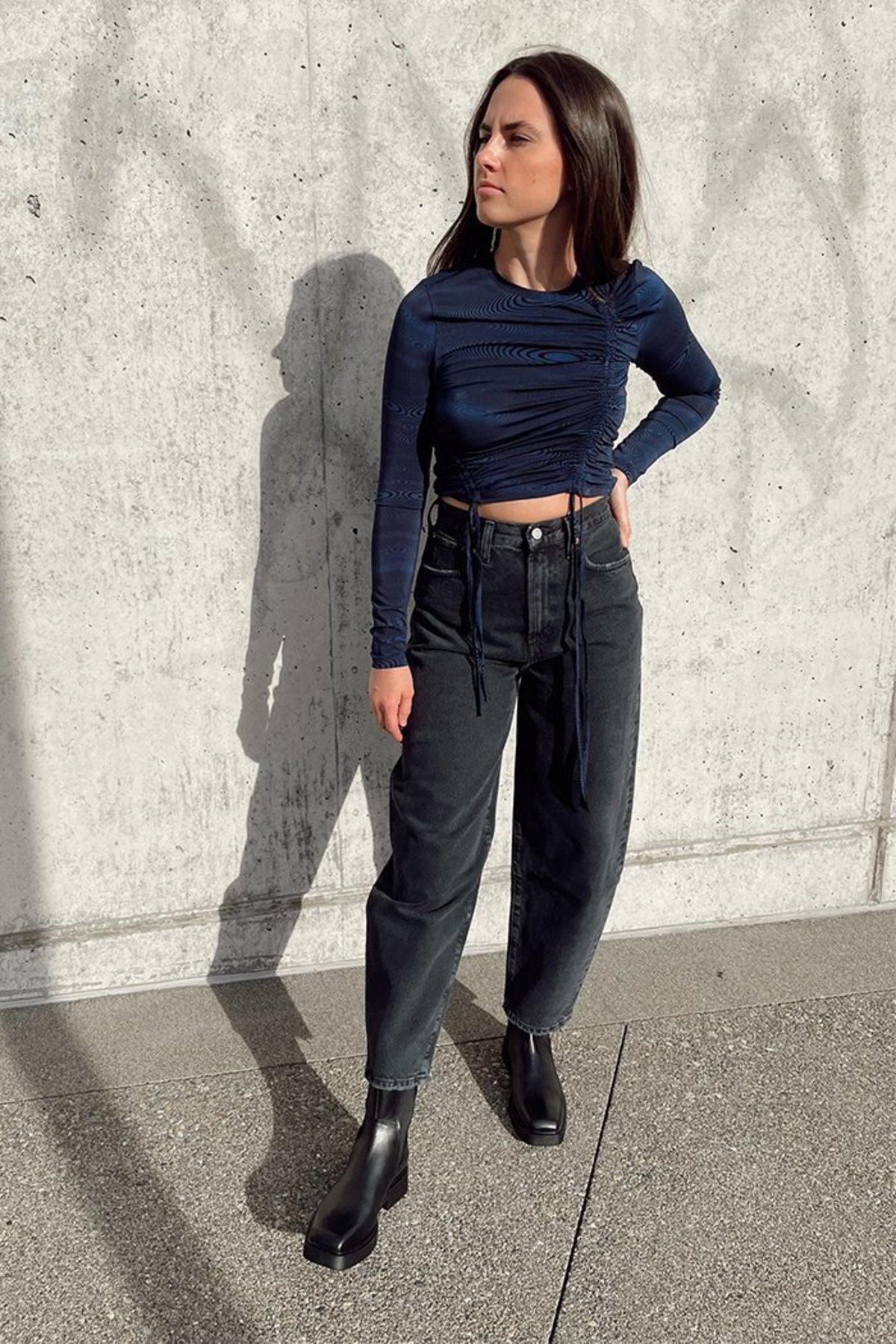 Paloma Wool DARWIN LONG SLEEVE TOP - DARK NAVY | Garmentory