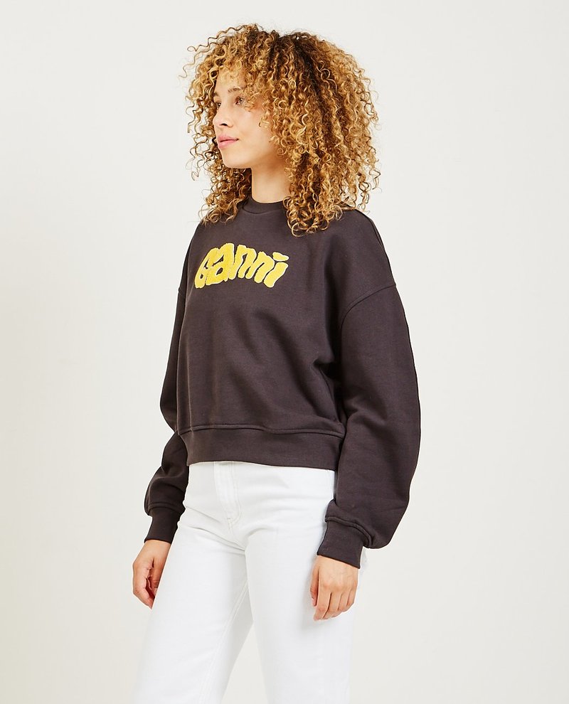 Ganni Isoli Logo Sweatshirt - Black | Garmentory