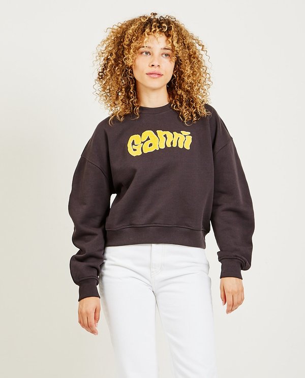 Ganni Isoli Logo Sweatshirt - Black | Garmentory