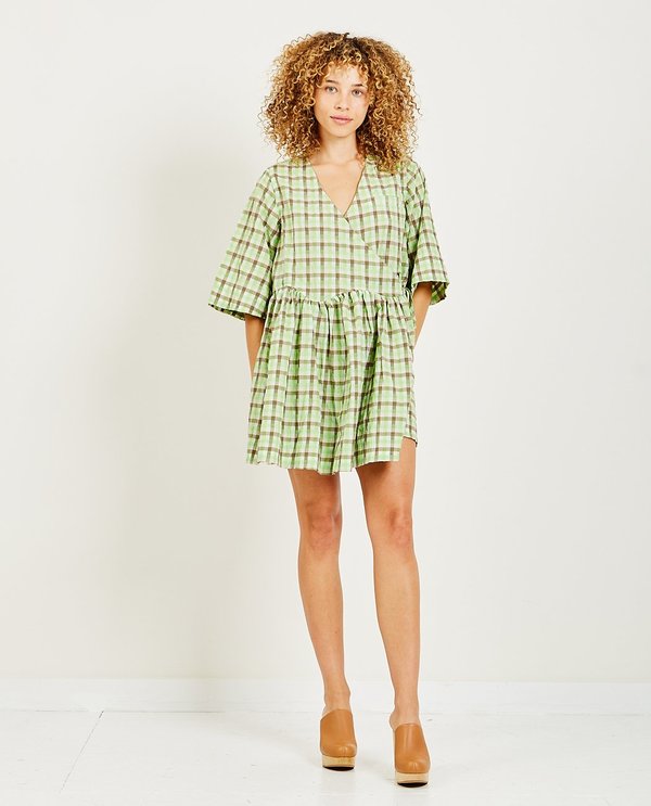Ganni Seersucker Check Dress | Garmentory