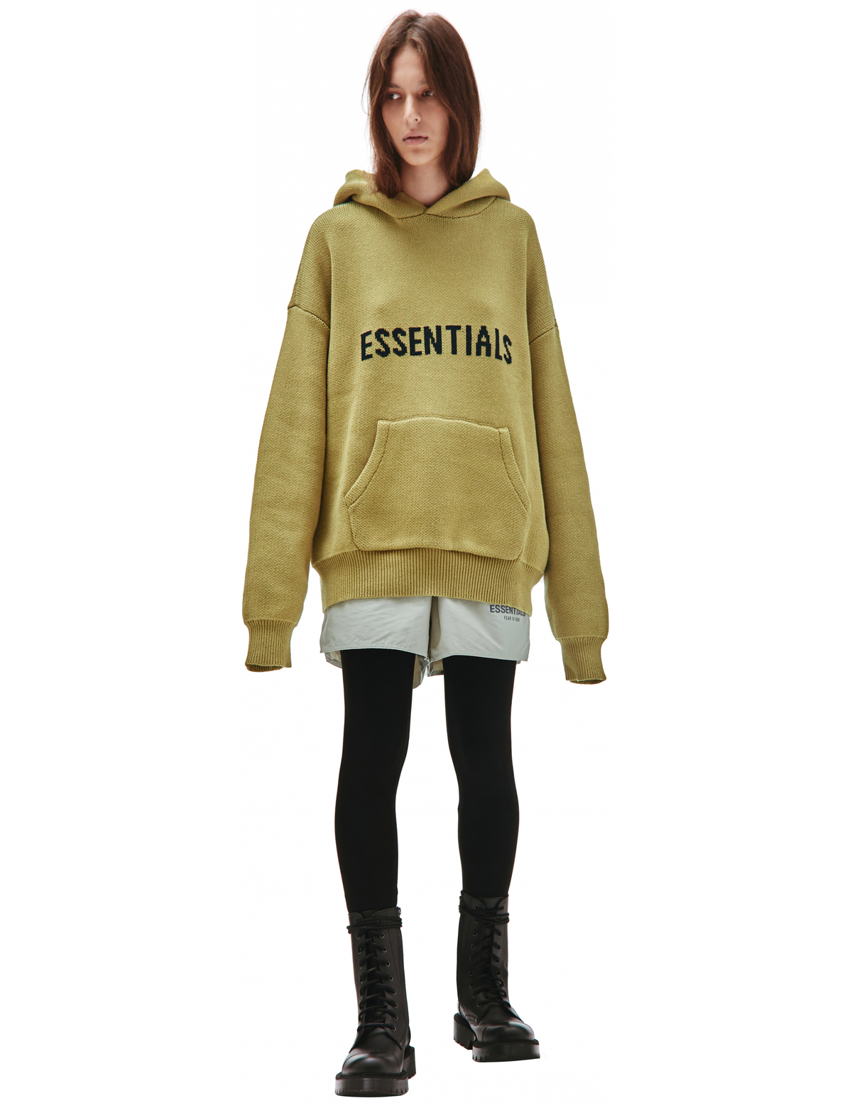 Knit Essentials Hoodie Female Buy Green Relaxed Fit Oversized
