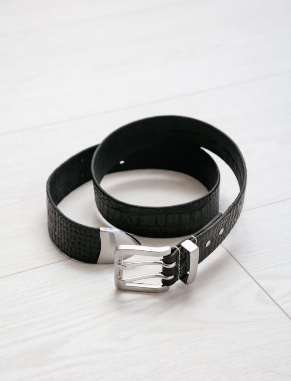 Our Legacy Double Tongue Belt - Black Croco | Garmentory