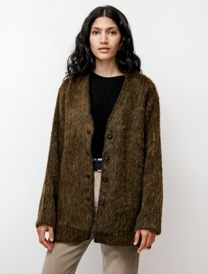 Our Legacy Mid Line Melange Mohair Cardigan - Olive | Garmentory