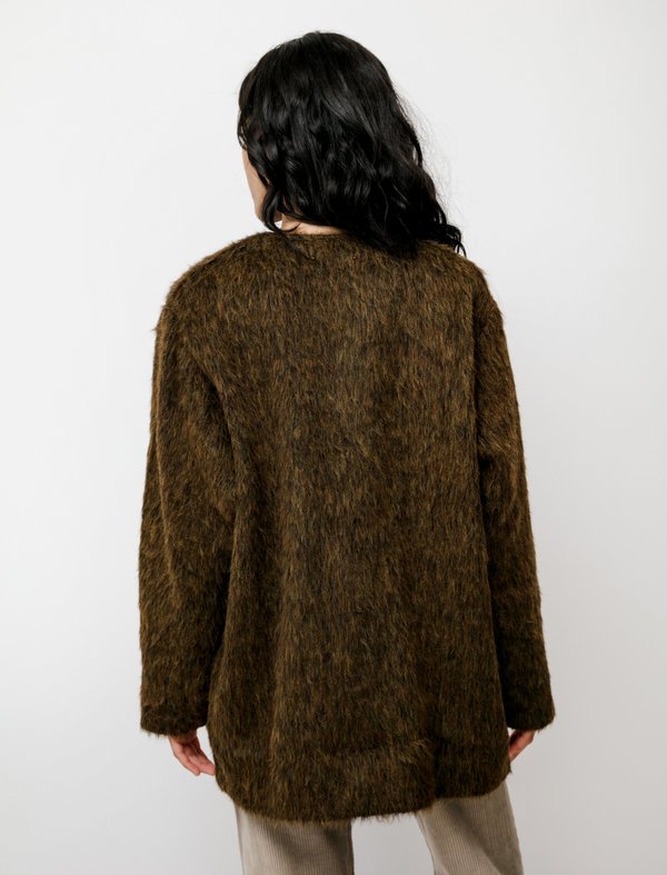 Our Legacy Mid Line Melange Mohair Cardigan - Olive | Garmentory