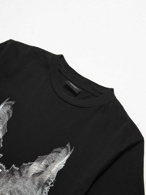 Marcelo Burlon W Black Wolf Printed Cotton T-shirt | Garmentory
