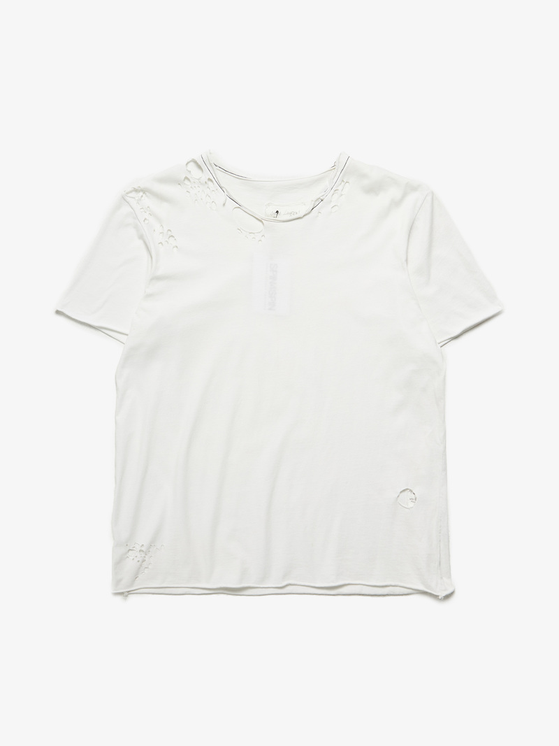 グレッグローレン Greg Lauren The Wrecked Tee ダメージ加工 切りっぱなし コットン 半袖Tシャツ カットソー 0 グレー 未使用【G4-2125】 グレッグ ローレン日本初のポップアップが表参道のスーパー ドット