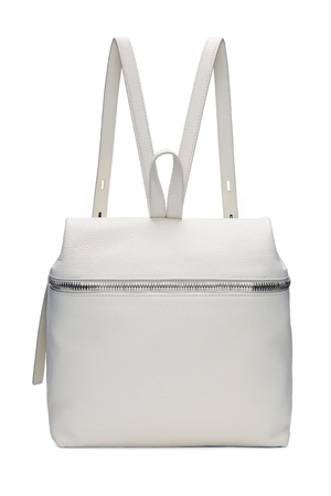 KARA Large Pebbled Leather Backpack - White | Garmentory display picture 2