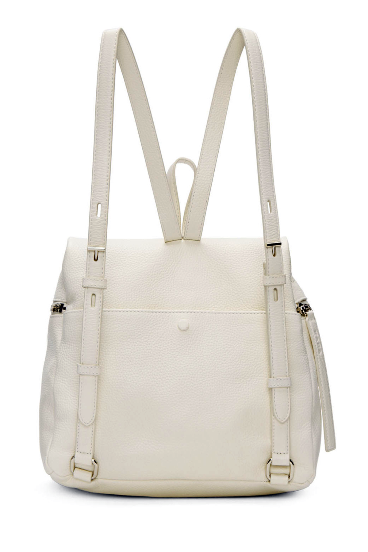 KARA Large Pebbled Leather Backpack - White | Garmentory