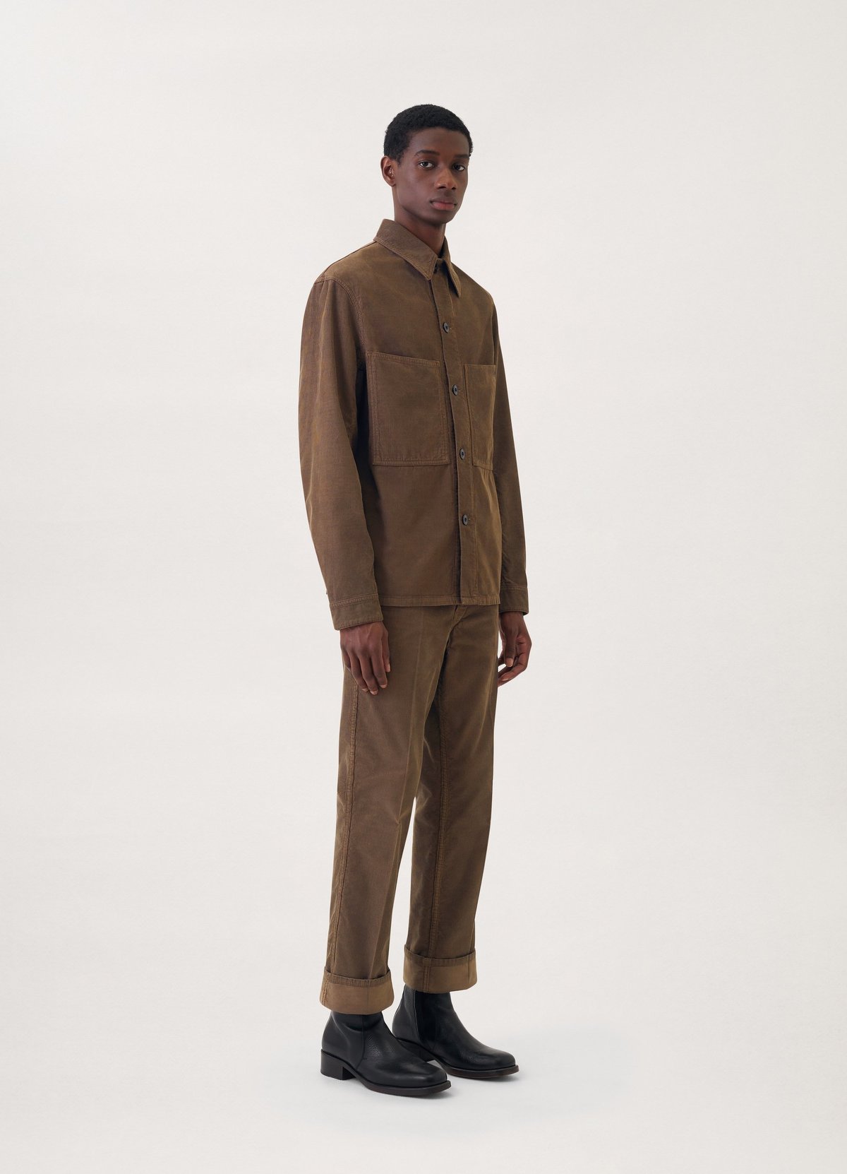 Lemaire Overshirt cotton corduroy - Brown | Garmentory