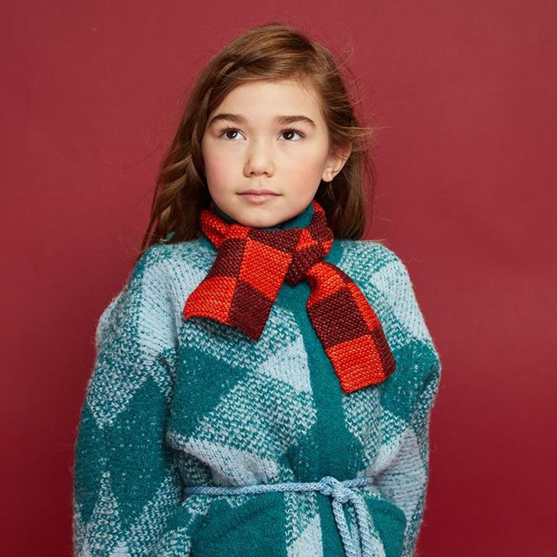 Misha & Puff Baby And Child Checkerboard Scarf Red Flame
