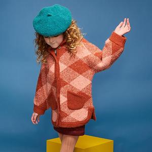 KIDS Misha & Puff Child Boucle Poncho Jacket - Red | Garmentory