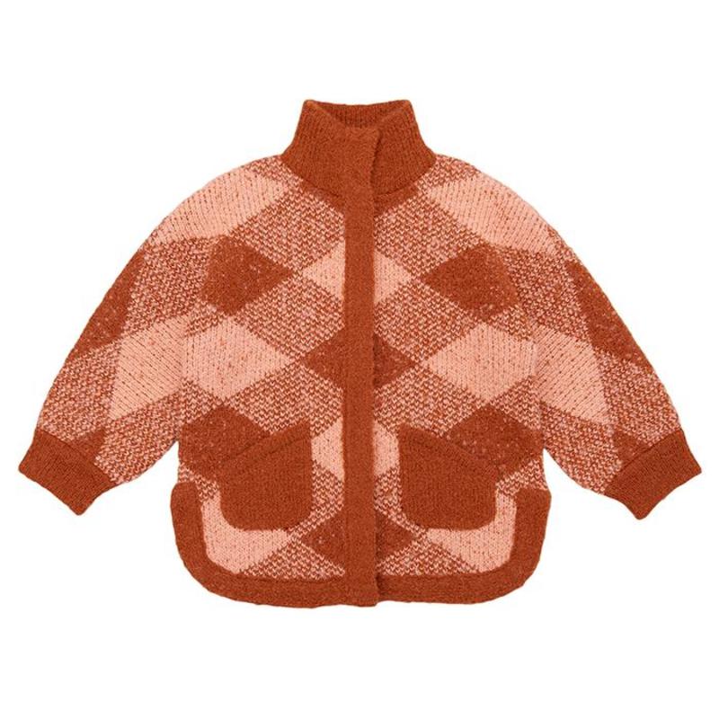 KIDS Misha & Puff Child Boucle Poncho Jacket - Red | Garmentory