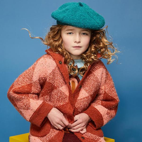 KIDS Misha & Puff Child Boucle Poncho Jacket - Red | Garmentory