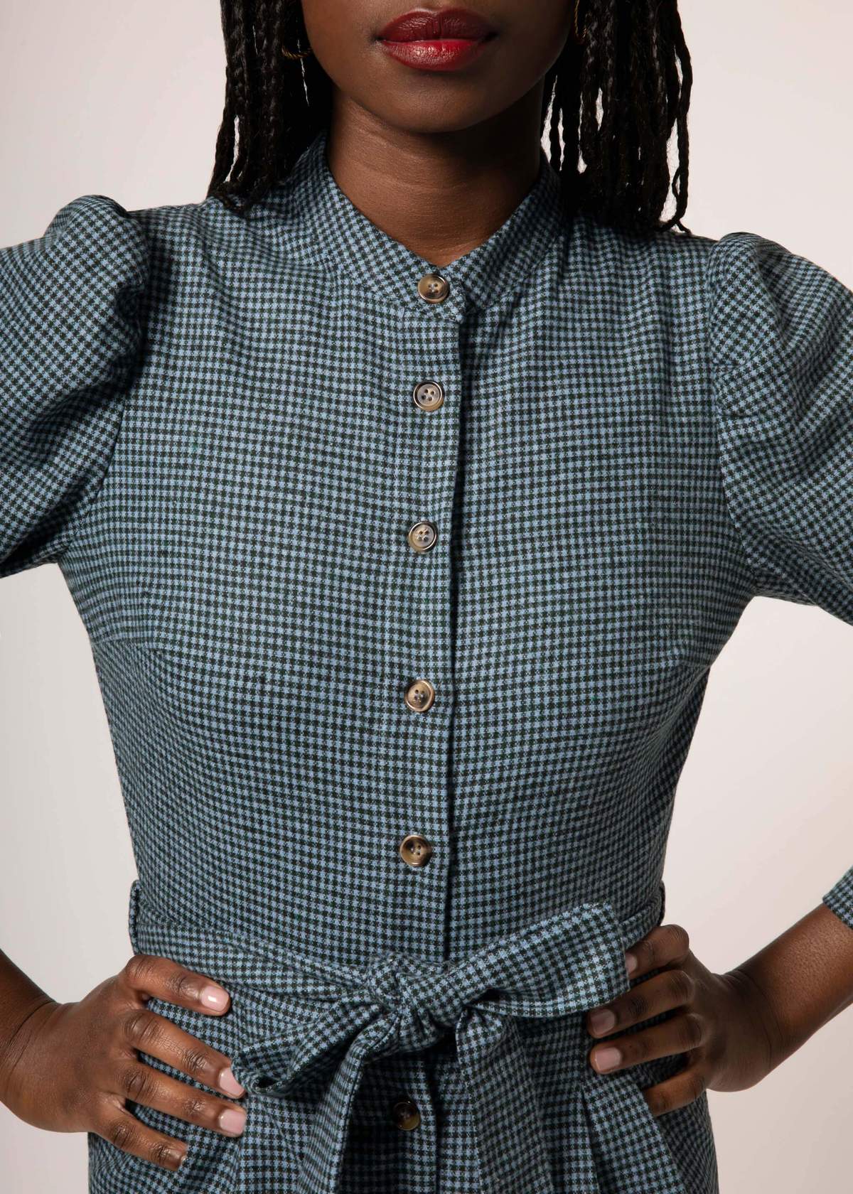 Frnch Madeline Denim Jumpsuit - Gingham Check Print - Image 2 of 3