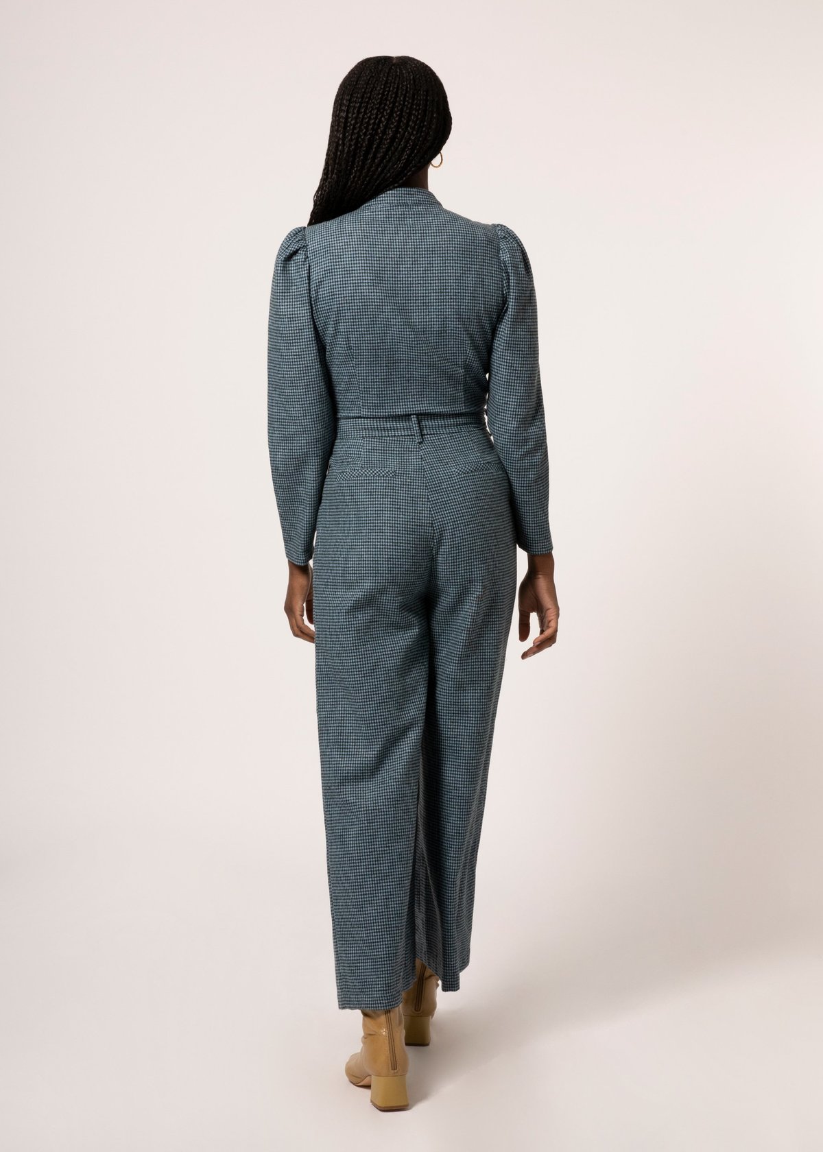 Frnch Madeline Denim Jumpsuit - Gingham Check Print - Image 3 of 3