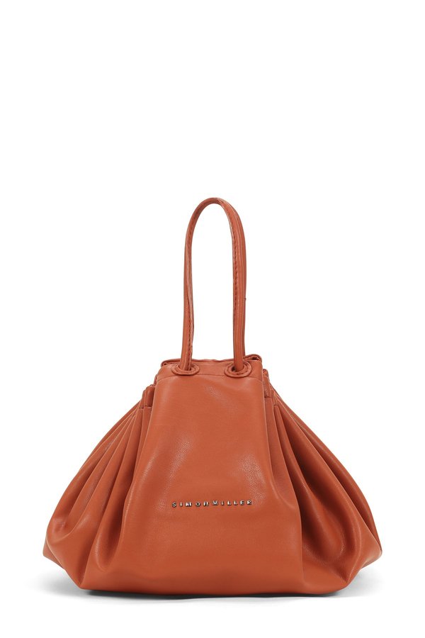 Simon Miller Brown Vegan Leather Drawstring Scrunch Bag