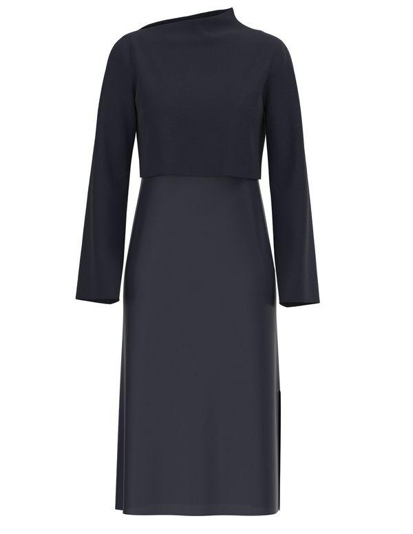 Theory Twill Layered Dress - Navy | Garmentory