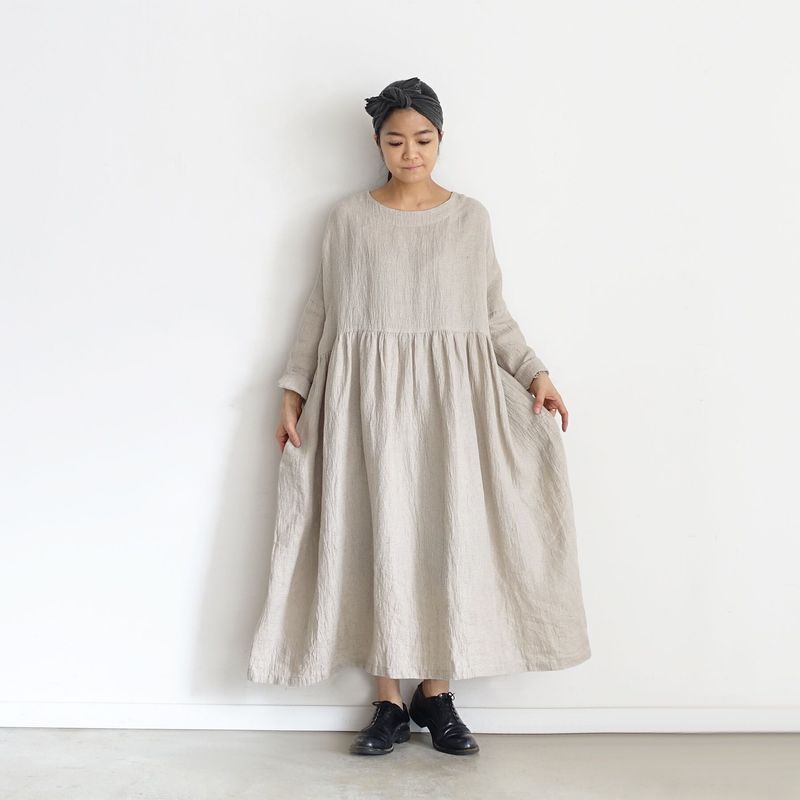 ICHI ANTIQUITES Linen Waffle Dress White Garmentory