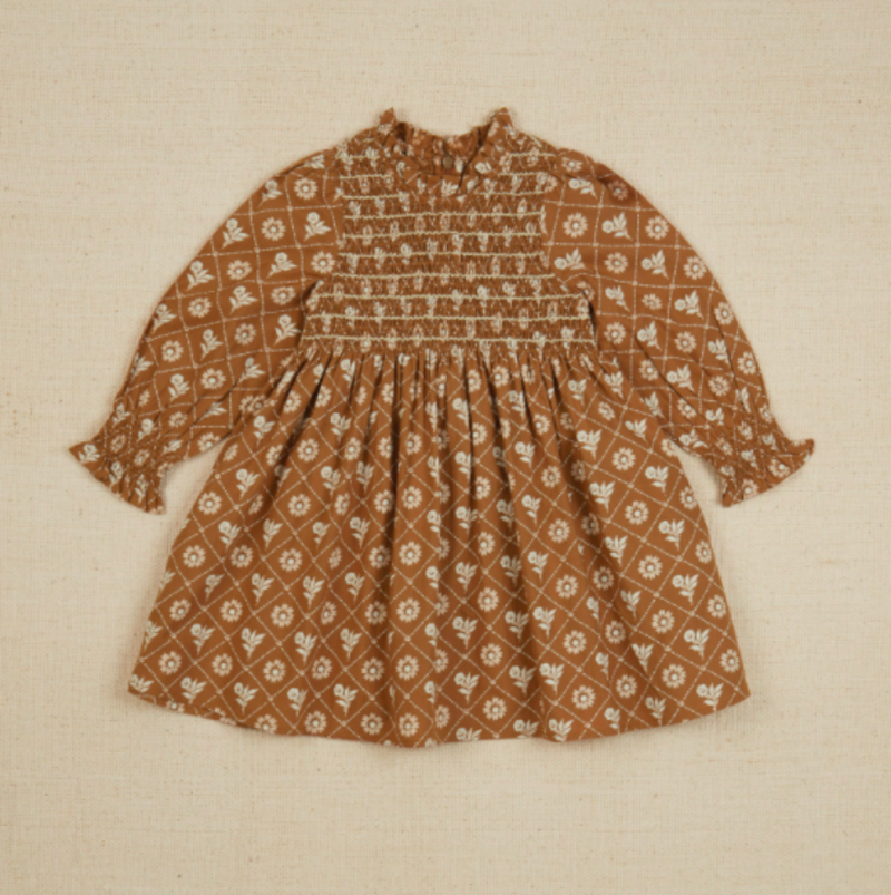 Kids Apolina Mia Dress - Loaf Tin Floral Fawn | Garmentory