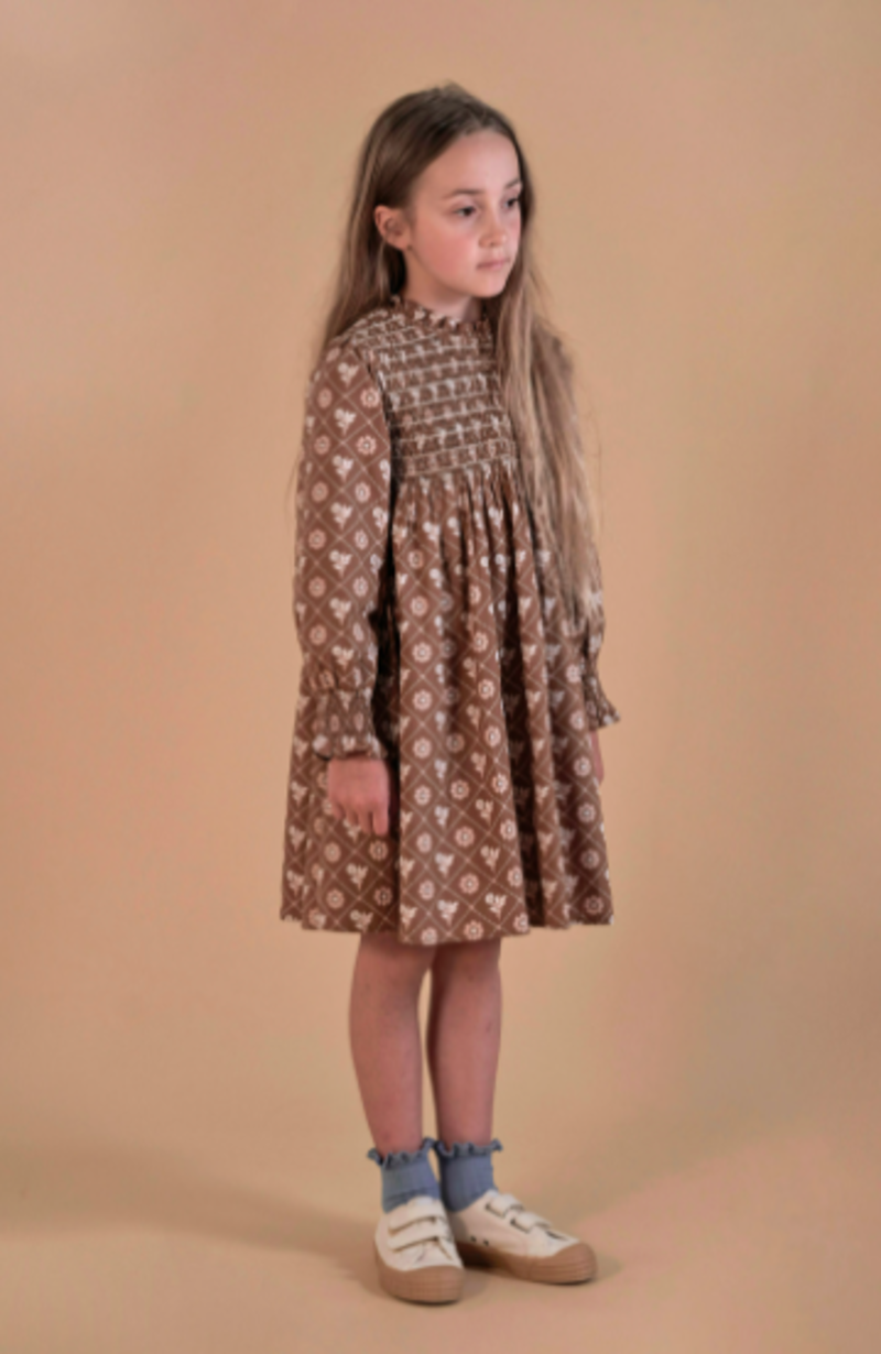 Kids Apolina Mia Dress - Loaf Tin Floral Fawn | Garmentory