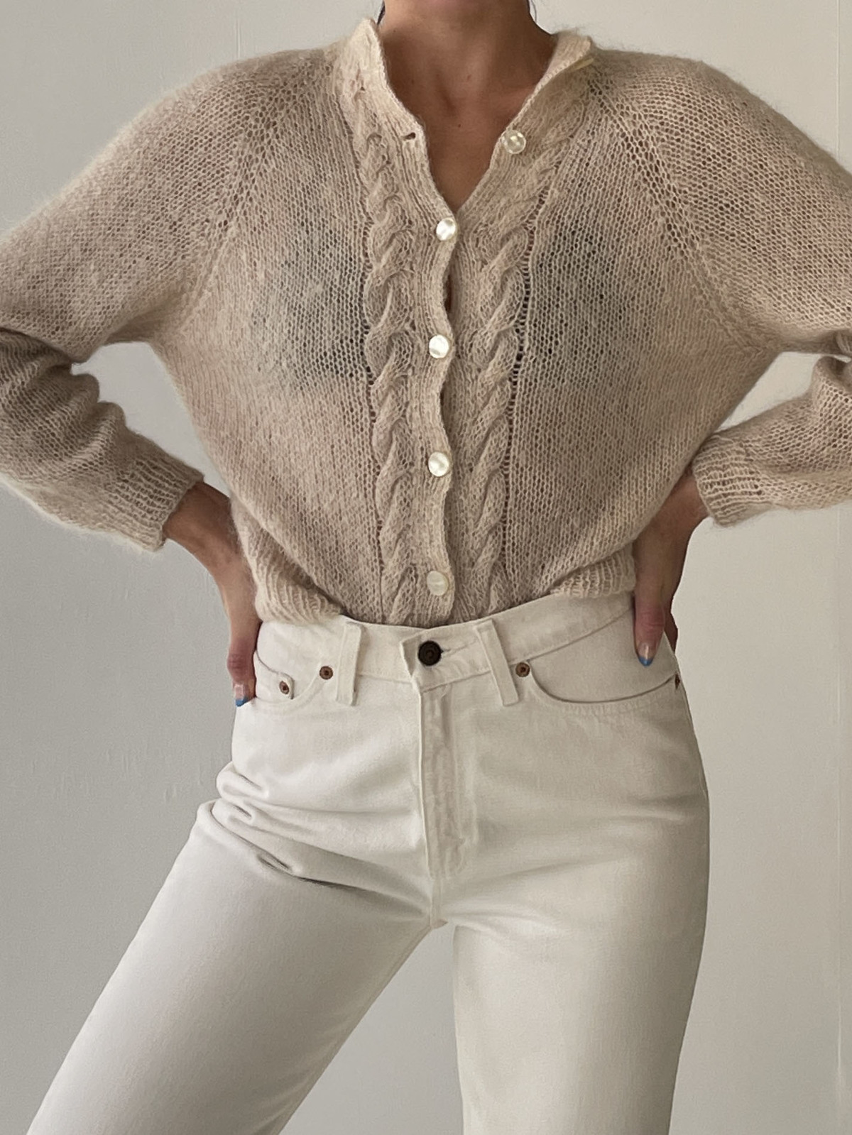 カーディガン Ameri VINTAGE - knuthmarf mix mohair cardigan/graynavy Ameri VINTAGE - knuthmarf mix mohair cardigan/graynavyの通販