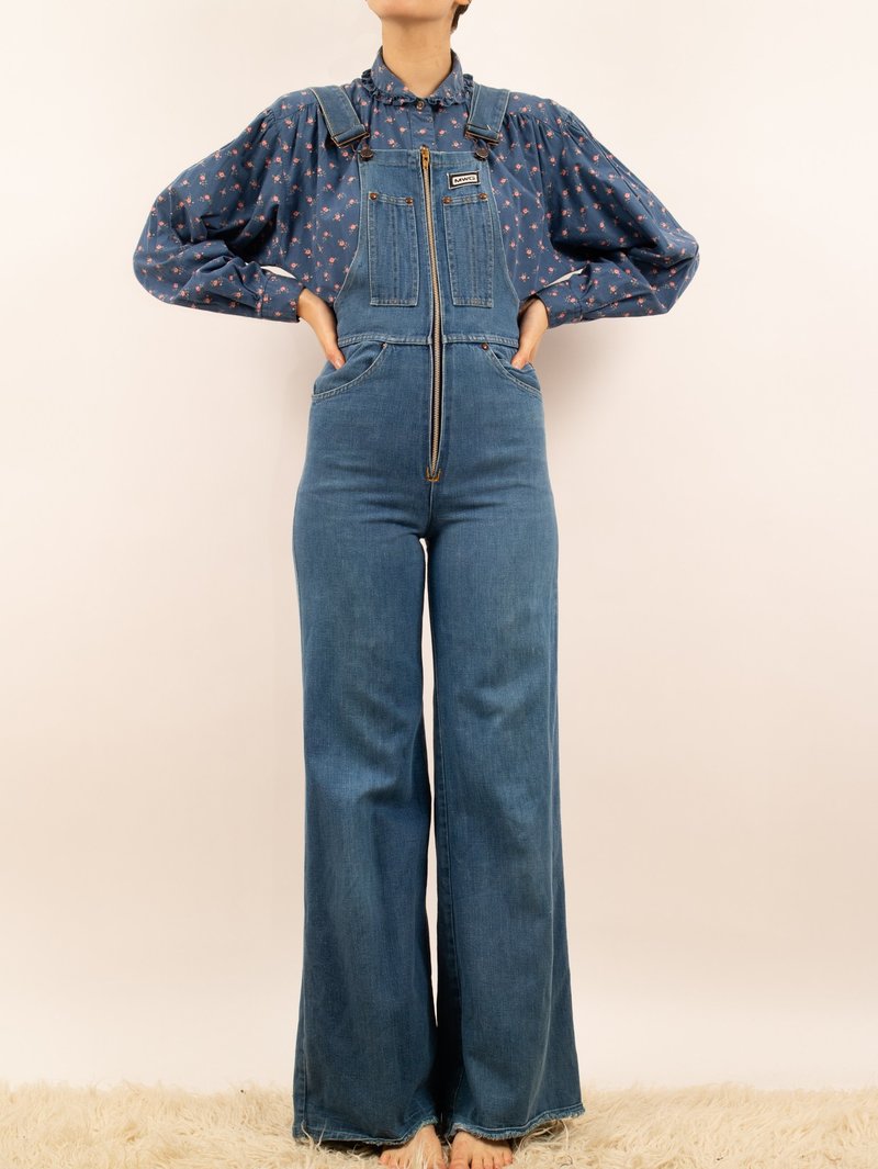 Vintage 1970's zip front mwg overalls - mid-wash | Garmentory