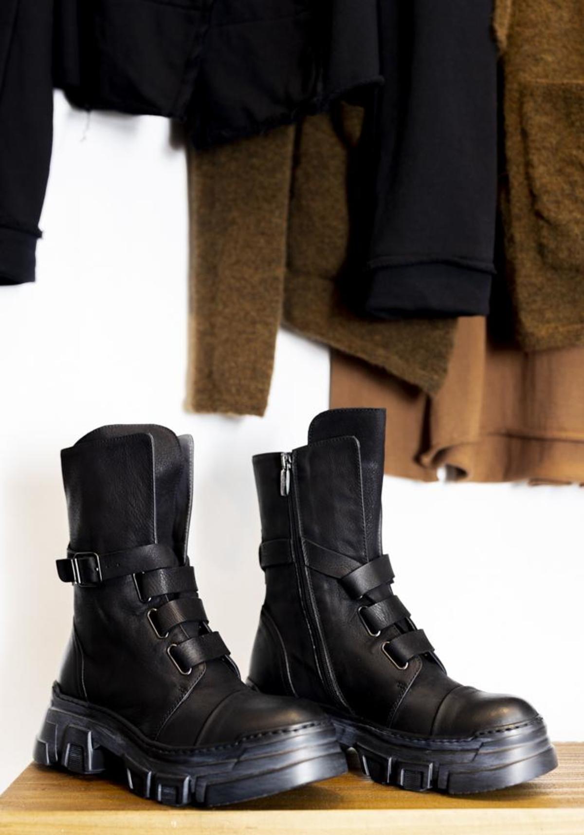 Lofina Leather Strap Detail Boot - Black - Image 2 of 3