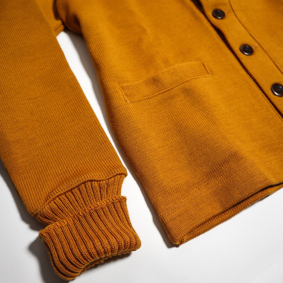 Dehen Classic Wool Cardigan Sweater Old Gold Garmentory