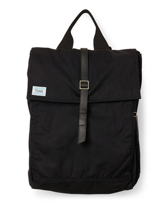 TOMS Black Waxed Canvas/Leather Backpack TOMS Black Waxed Canvas/Leather Backpack