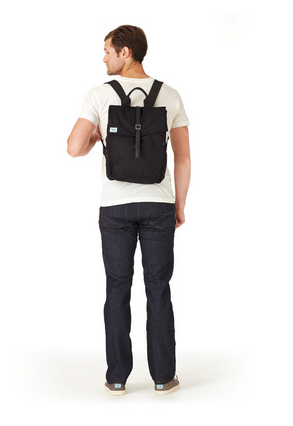 TOMS Black Waxed Canvas/Leather Backpack TOMS Black Waxed Canvas/Leather Backpack