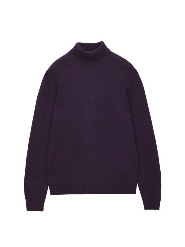 PURECASHMERE NYC Men Turtleneck Sweater Deep Purple Garmentory
