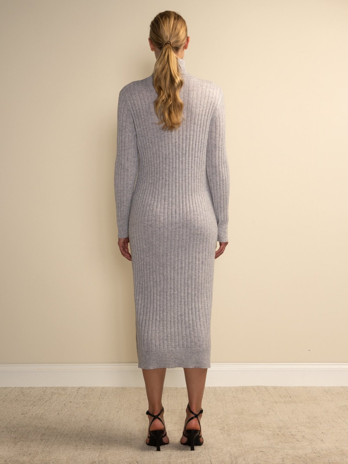 PURECASHMERE NYC Rib Turtleneck Maxi Dress - Grey | Garmentory