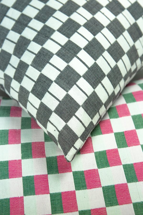 Suzani Pillow Checkered Pillow - Black/White 