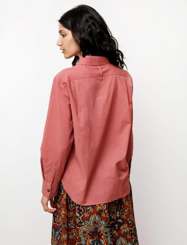 Margaret Howell Broad Placket Shirt - Dark Rose | Garmentory