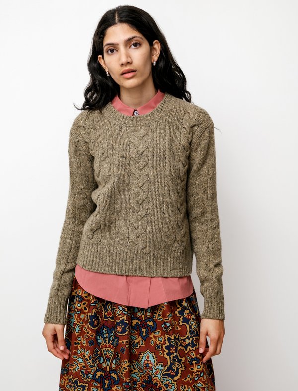 Margaret Howell Cable Sweatshirt - Soft Donegal Marsh | Garmentory