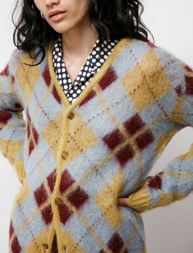 Needles Mohair Cardigan - Argyle Yellow | Garmentory